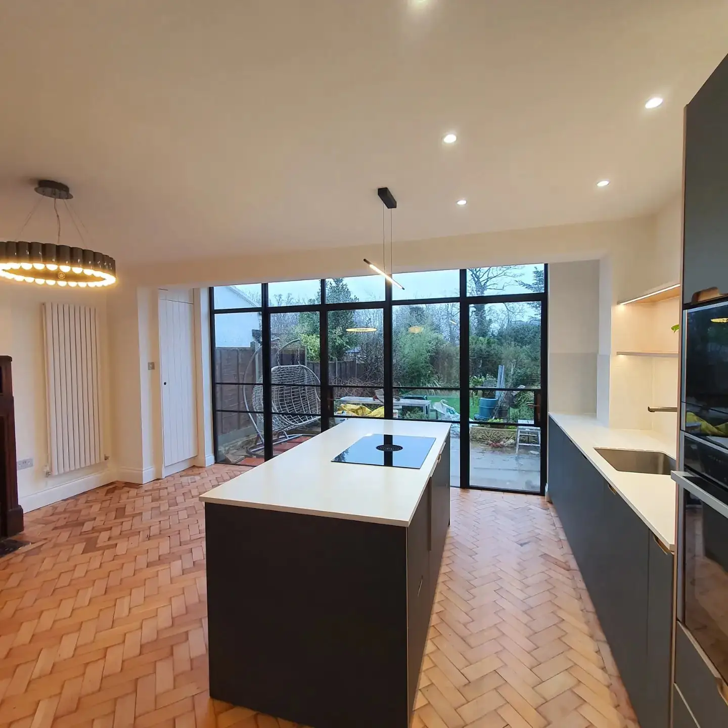 Kitchen island in a rear extension built by Two Brothers Construction